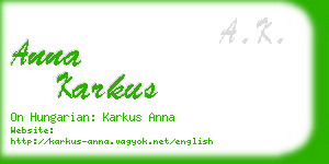 anna karkus business card